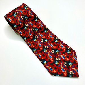 Christian Dior Black Red Blue White Paisley Men’s Tie 3.75” x 60” Made In USA